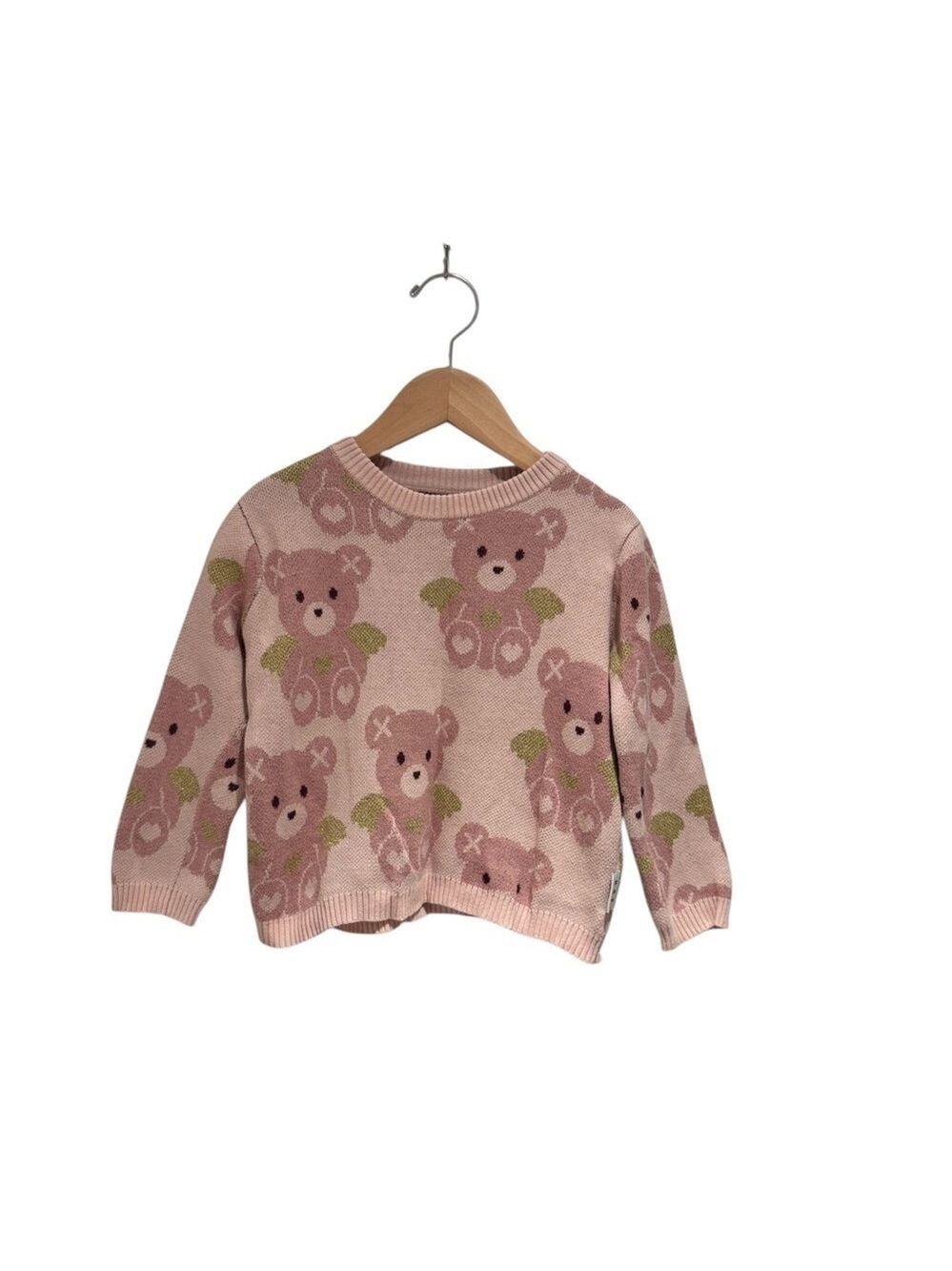 Huxbaby Pink Angel Bear Knit Sweater - size 3